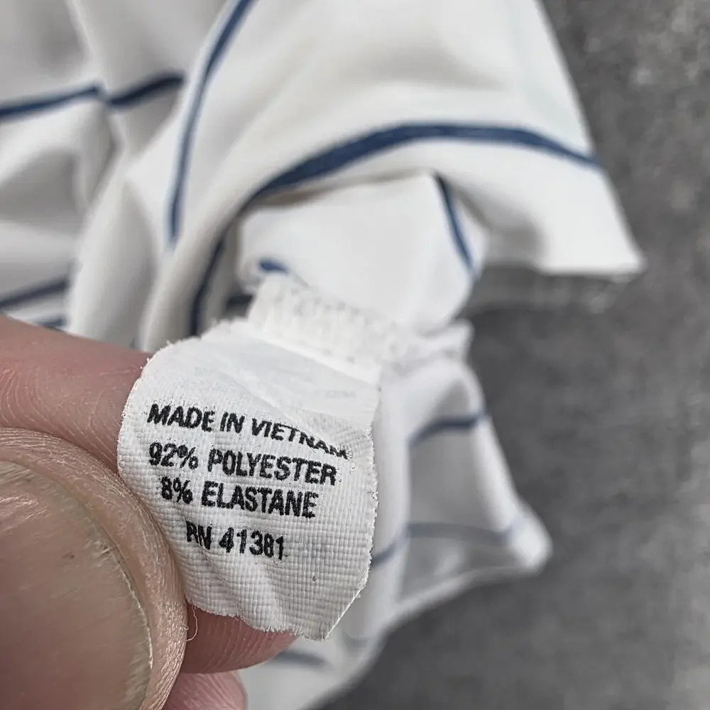 RLX Ralph Lauren Shirt Mens XL White Blue Stripe Loch Lloyd Golf Polo